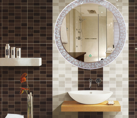 5mm Wall Mounted Round Bathroom Wall Mirrors White Powder Coated