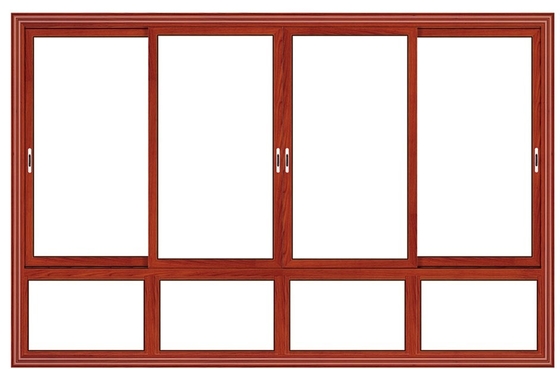 Float Glass Double Interior Aluminium Sliding Windows Waterproof Red Cherry Color