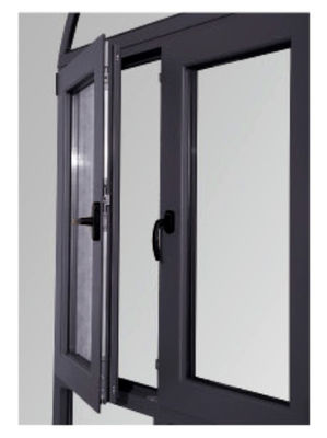Tempered Glass Replacing Double Aluminium Casement Windows Dark Gray ISO 9001 / CE