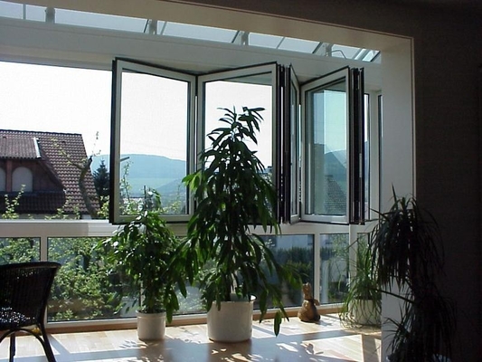 Bedroom Energy Efficient Folding Glass Windows Silver Replacement Finish Surface