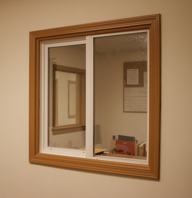 Wood Grain Interior Sliding Aluminium Sash Window Push Pull Powder Coating