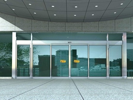 Aluminum Sliding Automatic Glass Door With 10mm Clear Tempered Glass