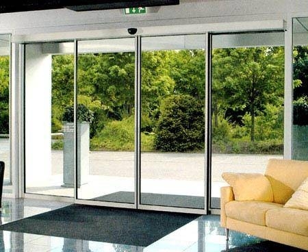 Durable Electronic Automatic Glass Door Aluminum Frame With Microwave Radar