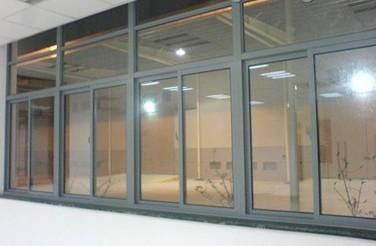 Office Dark Grey Single Glass Slider Window  / Horizontal Interior Sliding Window