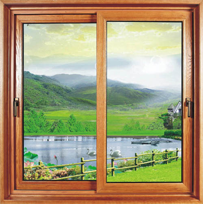 Kitchen Household Sliding Sash Window Powder Coating /  Reflective Glass Double Slider Window