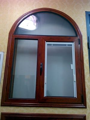 Wooden Grain Painted Aluminium Commercial Windows Tilt Turn Louver Window Design