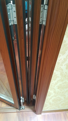 Tempered Outerior Soundproof Aluminum Bi Fold Doors Wood Grain Painted